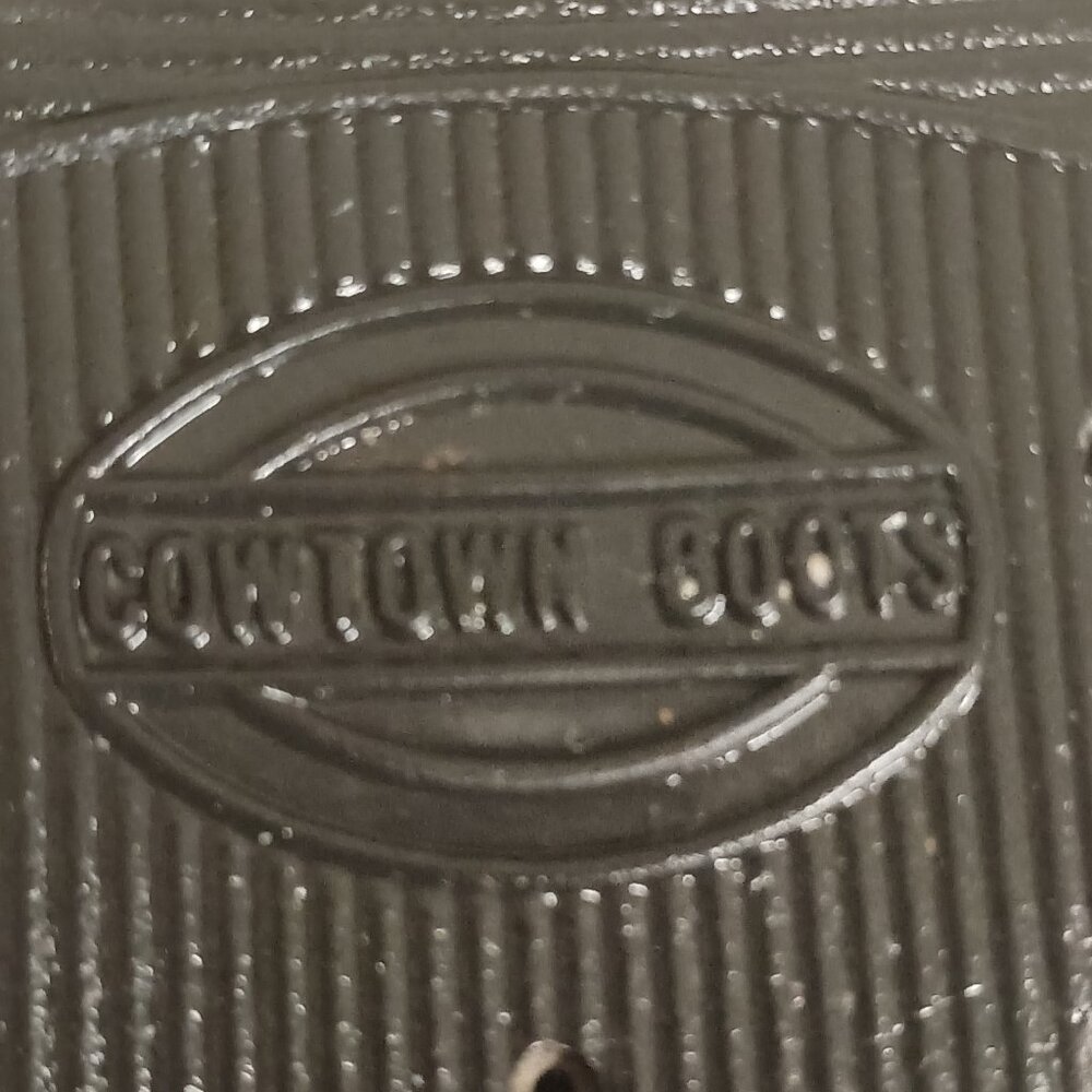 Cowtown Men’s Black Western Cowboy Boots White Embroidery Size 11.5 - Picture 14 of 15